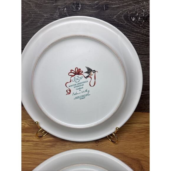 Lenox Winter Greetings Everyday Plates Dinner 10.75" Birds Set Of 2 - Picture 5 of 7